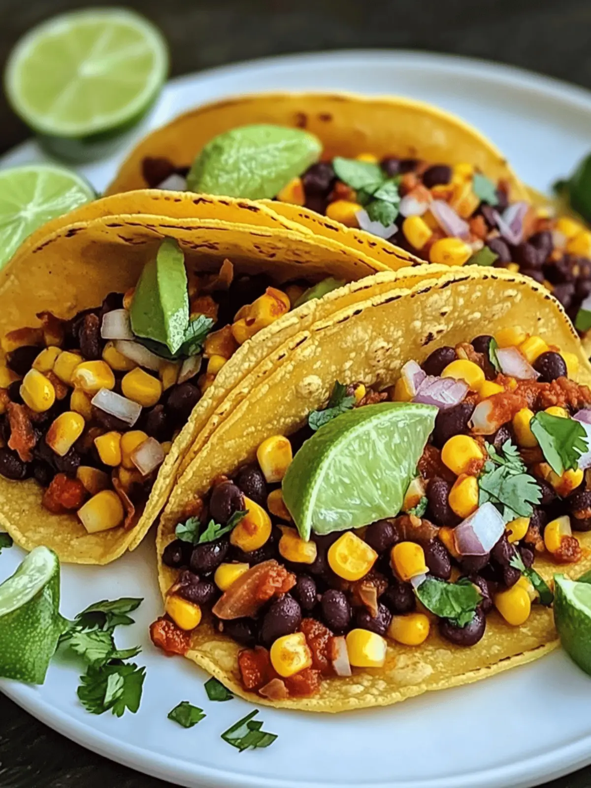 Black Bean Corn Vegetarian Tacos