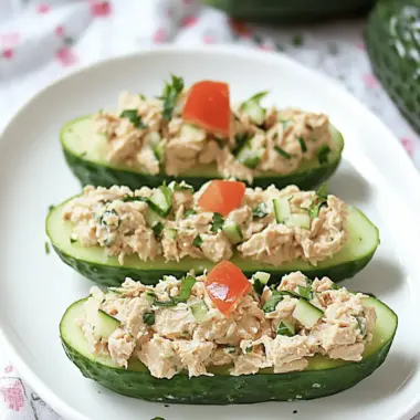 Quick & Easy Tuna Salad Cucumber Boats
