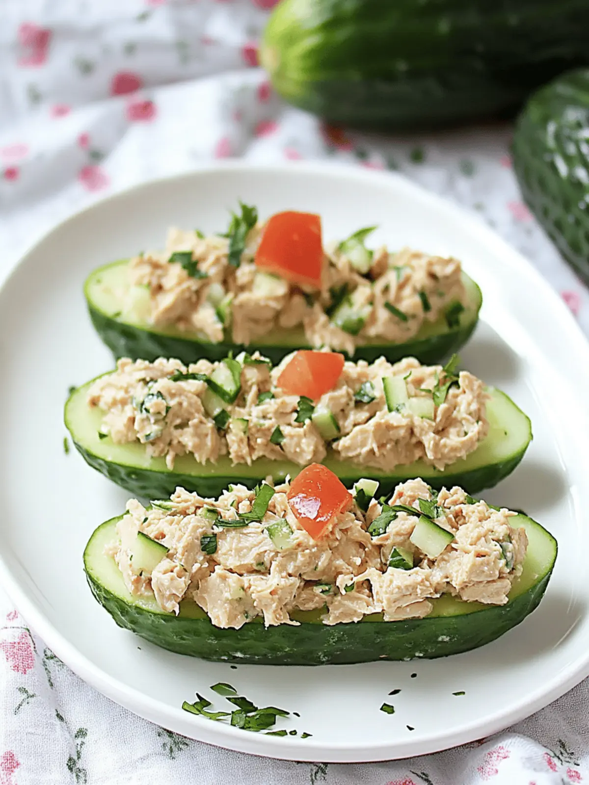 Quick & Easy Tuna Salad Cucumber Boats