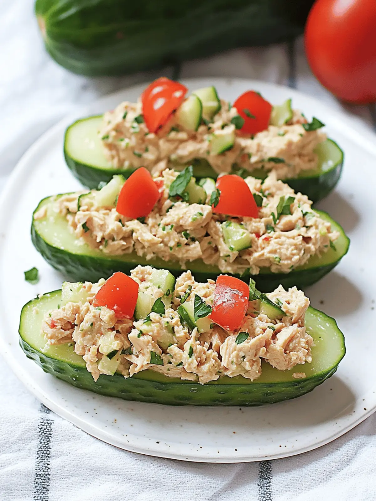 Quick & Easy Tuna Salad Cucumber Boats