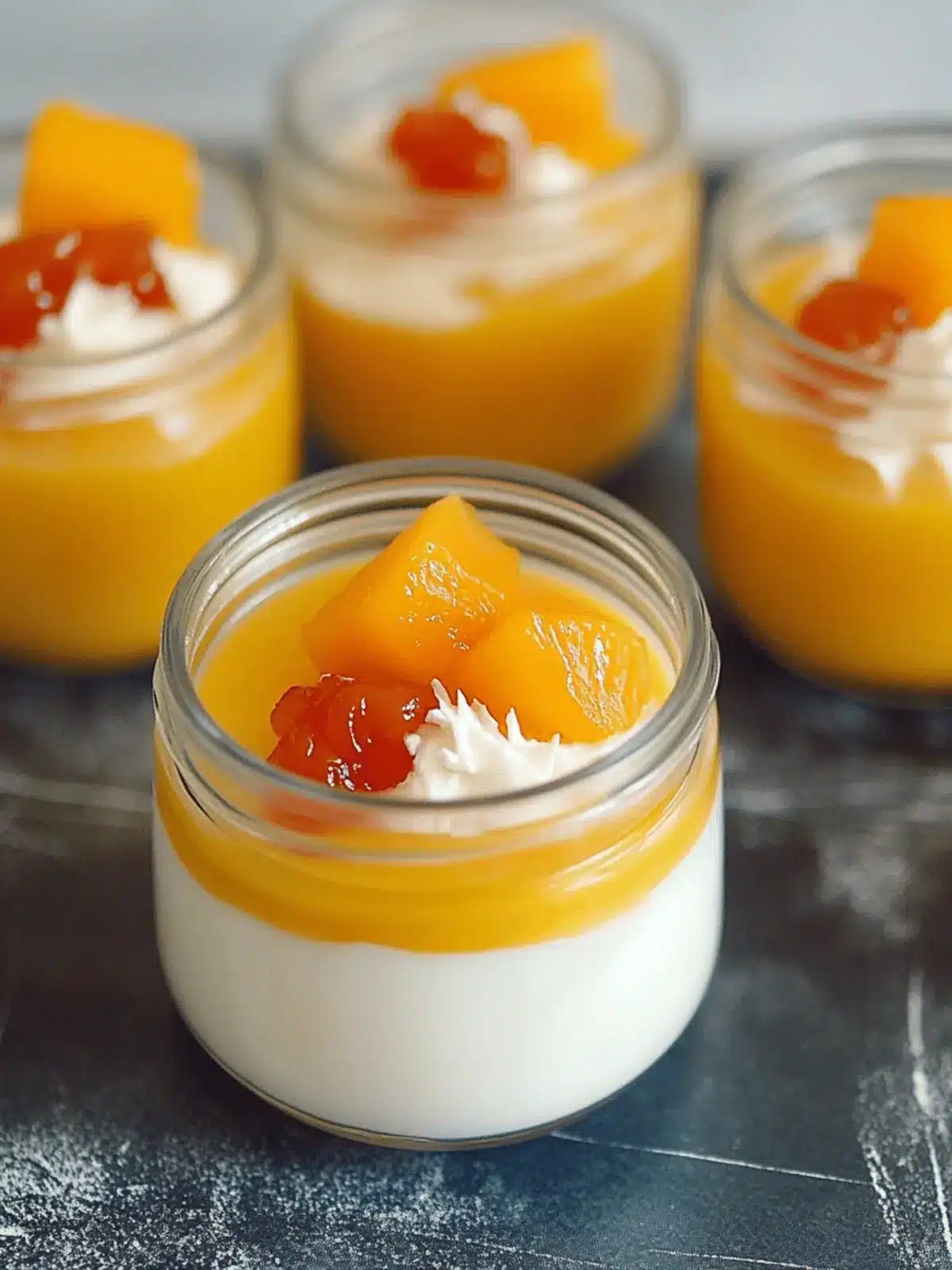 Coconut Mango Panna Cotta with Caramelized Mango