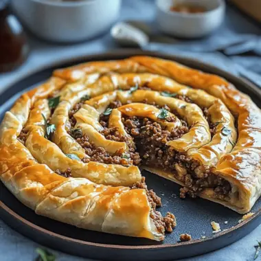 Turkish Spiral Borek with Spiced Ground Beef