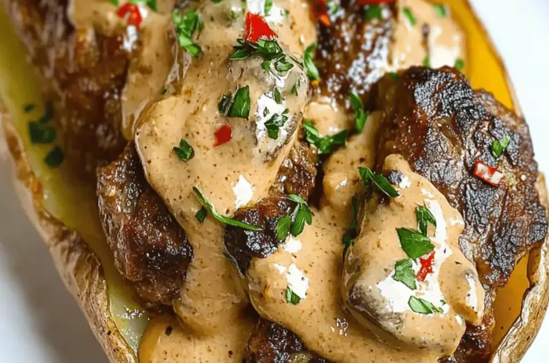 Loaded Baked Potato with Steak Bites