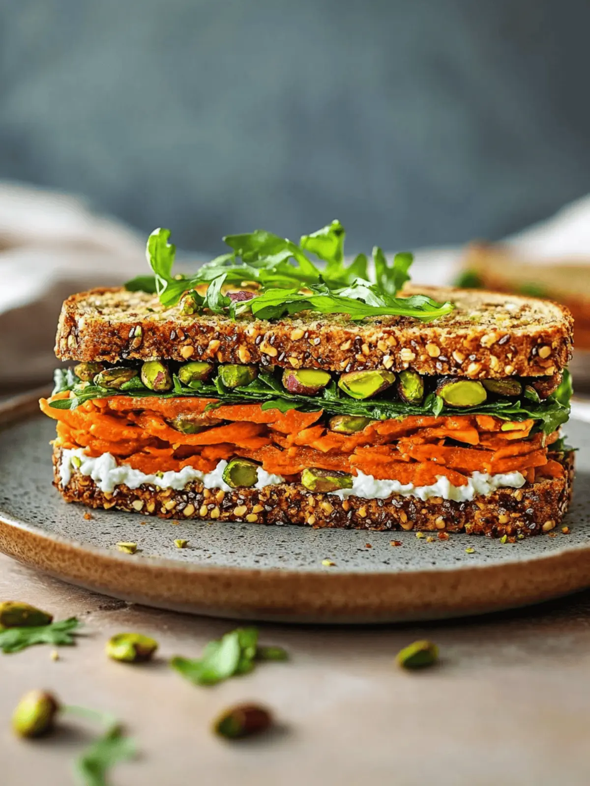 Spicy Harissa Carrot & Pistachio Sandwich