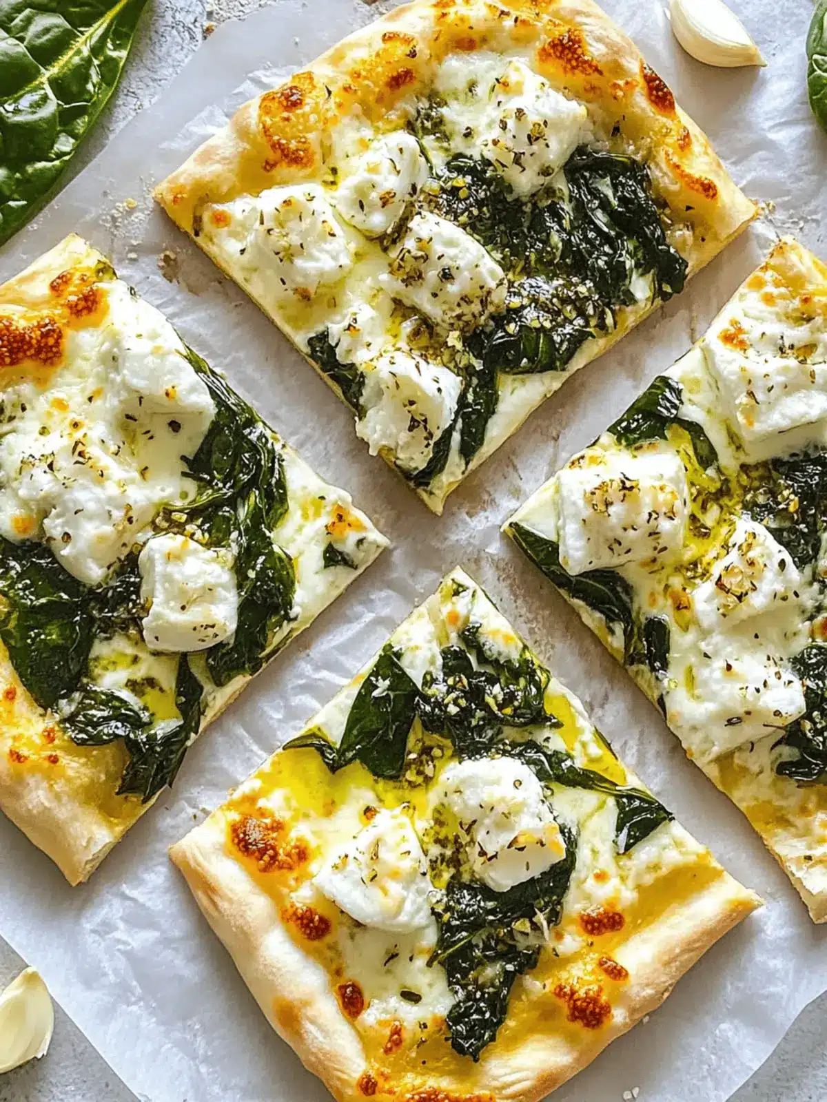 Greek Roasted Garlic Spinach White Pizza