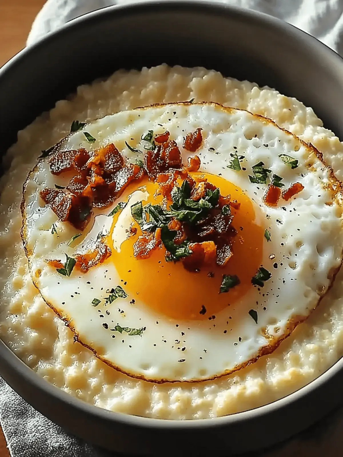 Cheesy Grits with Fried Egg