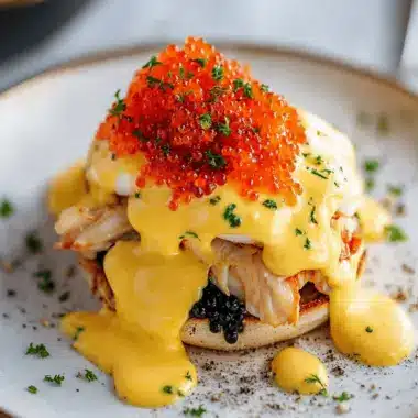 Crab Eggs Benedict with Caviar