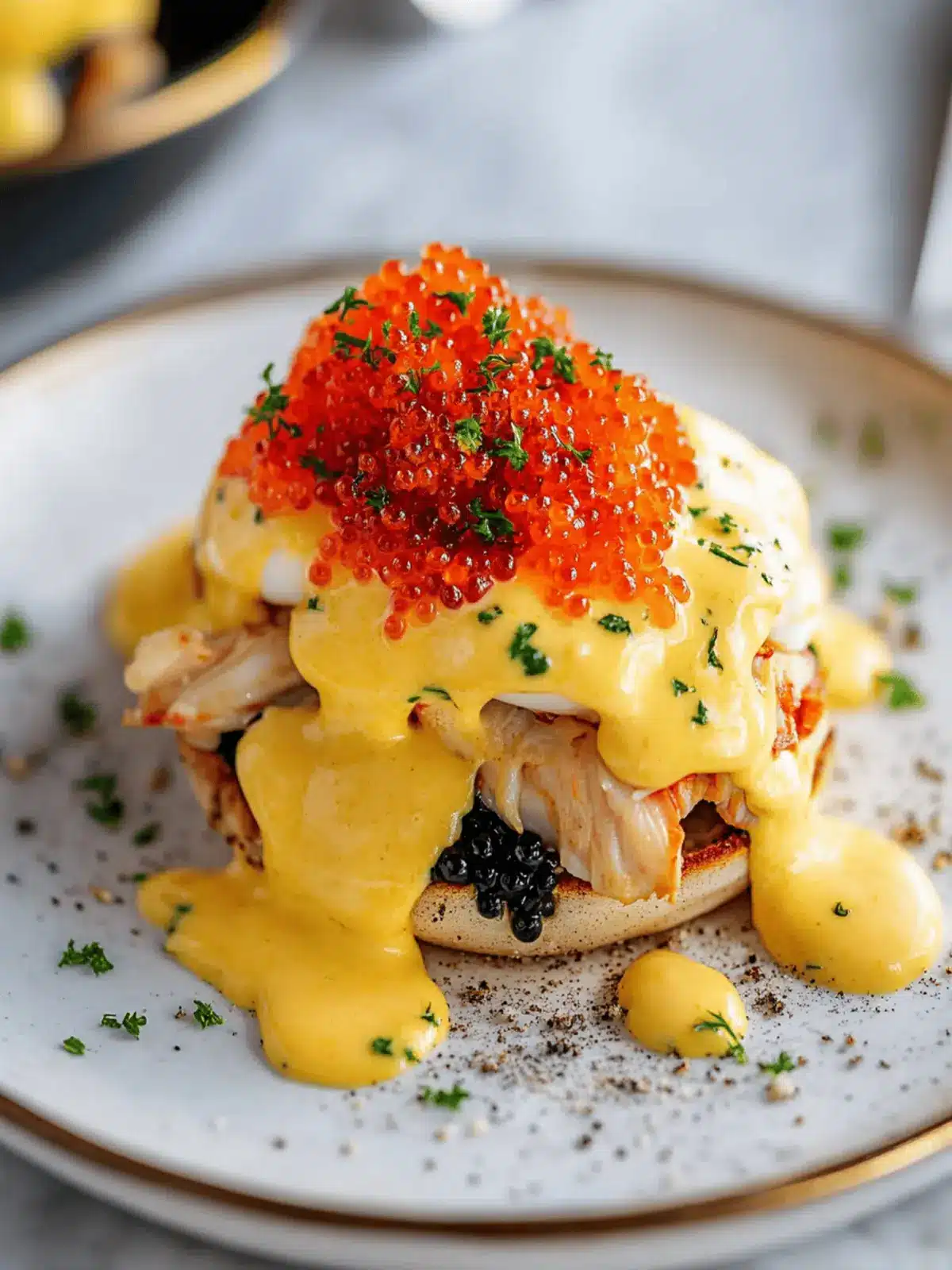 Crab Eggs Benedict with Caviar