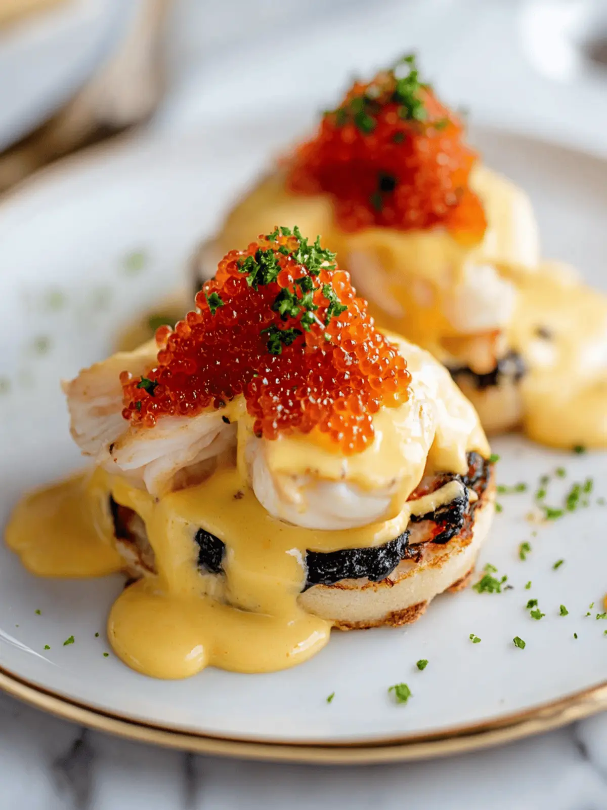 Crab Eggs Benedict with Caviar