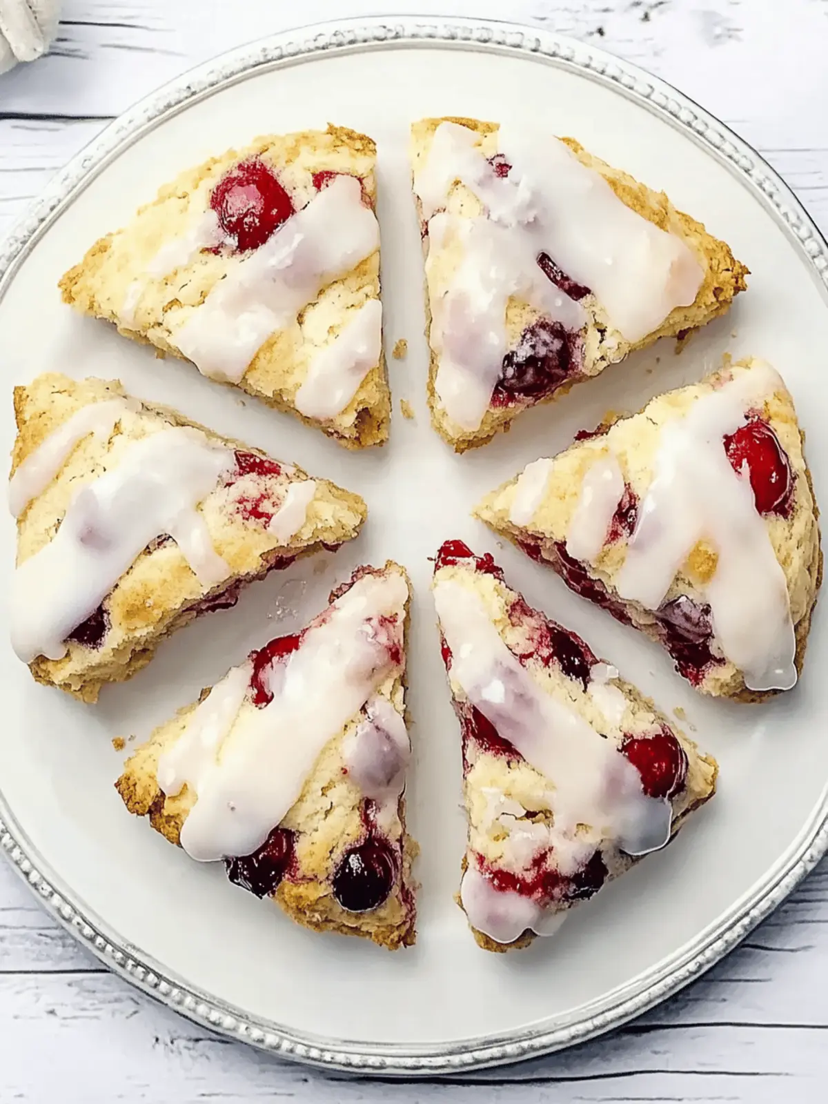 Tart Cherry Scones with Vanilla Glaze