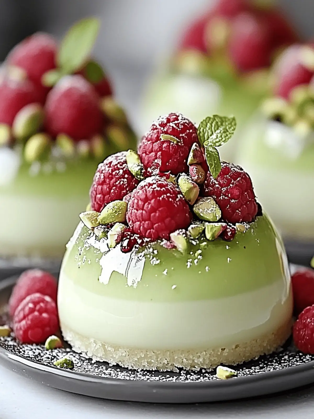 Pistachio & Raspberry Cheesecake Domes