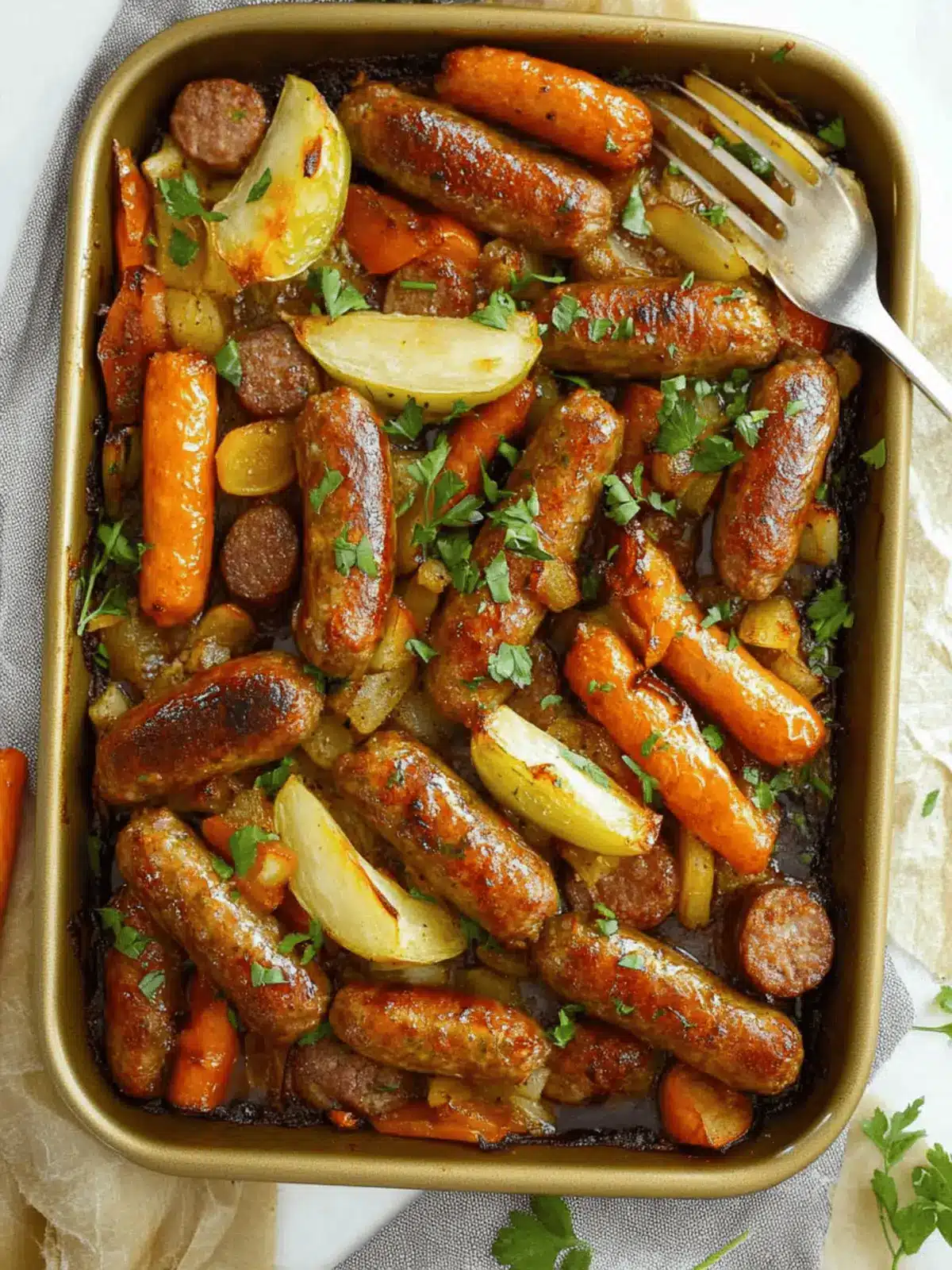 Sticky Sausage Tray Bake