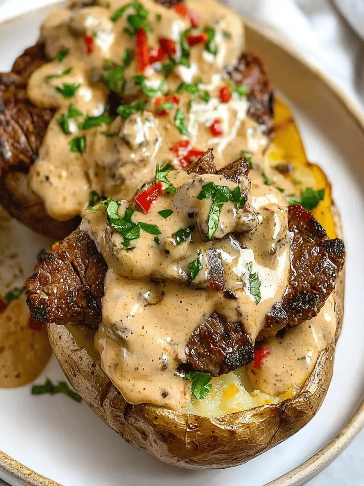 Loaded Baked Potato with Steak Bites