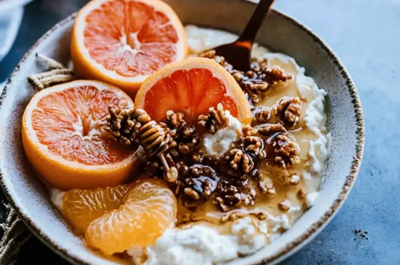 Winter Citrus Ricotta Breakfast Bowl with Honeycomb