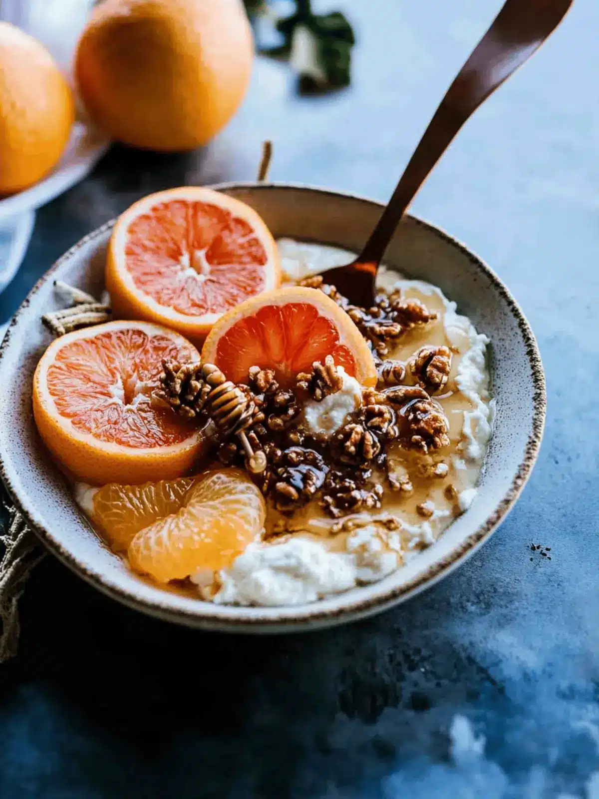Winter Citrus Ricotta Breakfast Bowl with Honeycomb
