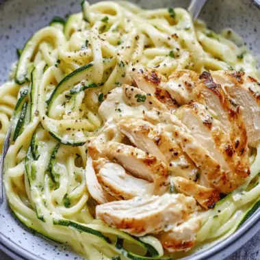 Creamy Zucchini Noodle Chicken Alfredo