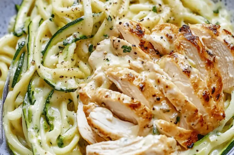 Creamy Zucchini Noodle Chicken Alfredo
