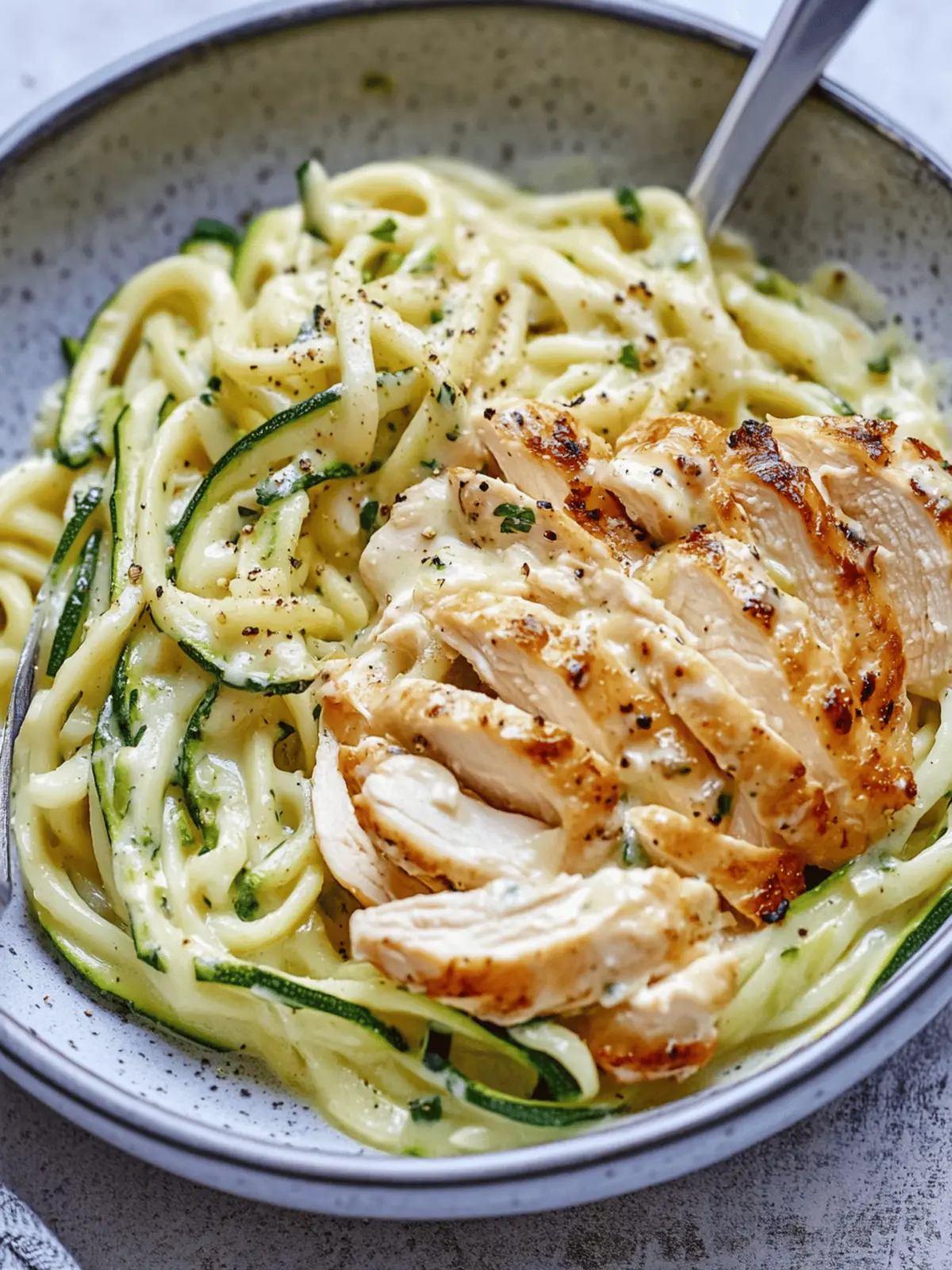 Creamy Zucchini Noodle Chicken Alfredo
