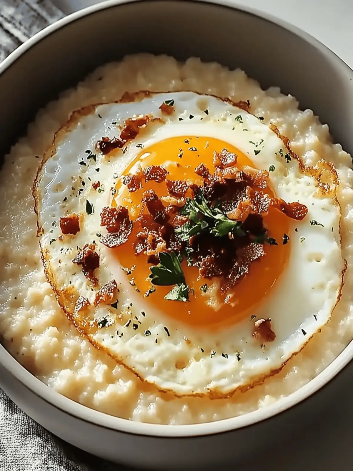 Cheesy Grits with Fried Egg