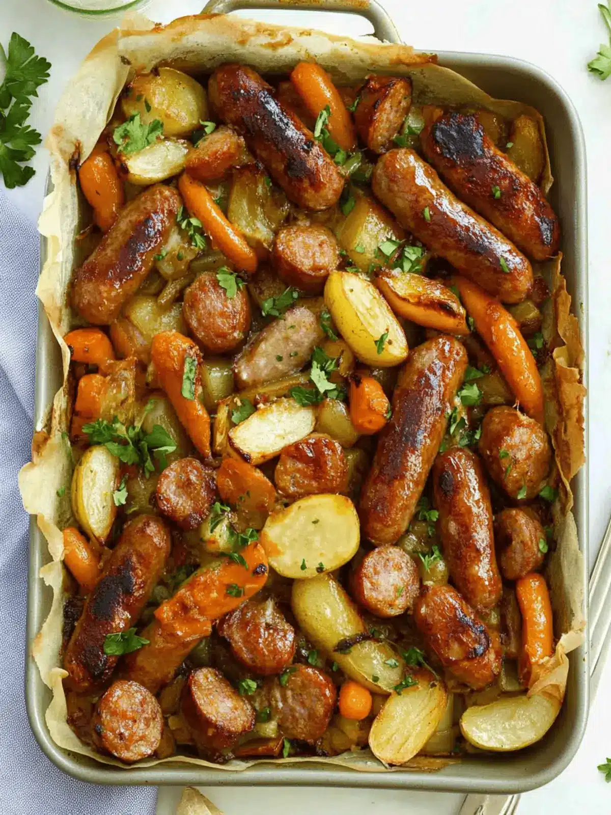 Sticky Sausage Tray Bake