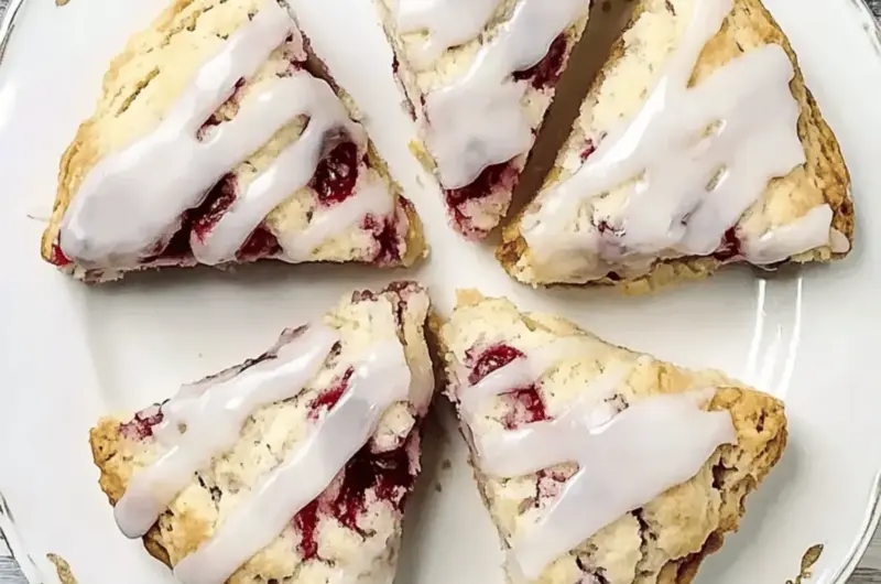 Tart Cherry Scones with Vanilla Glaze