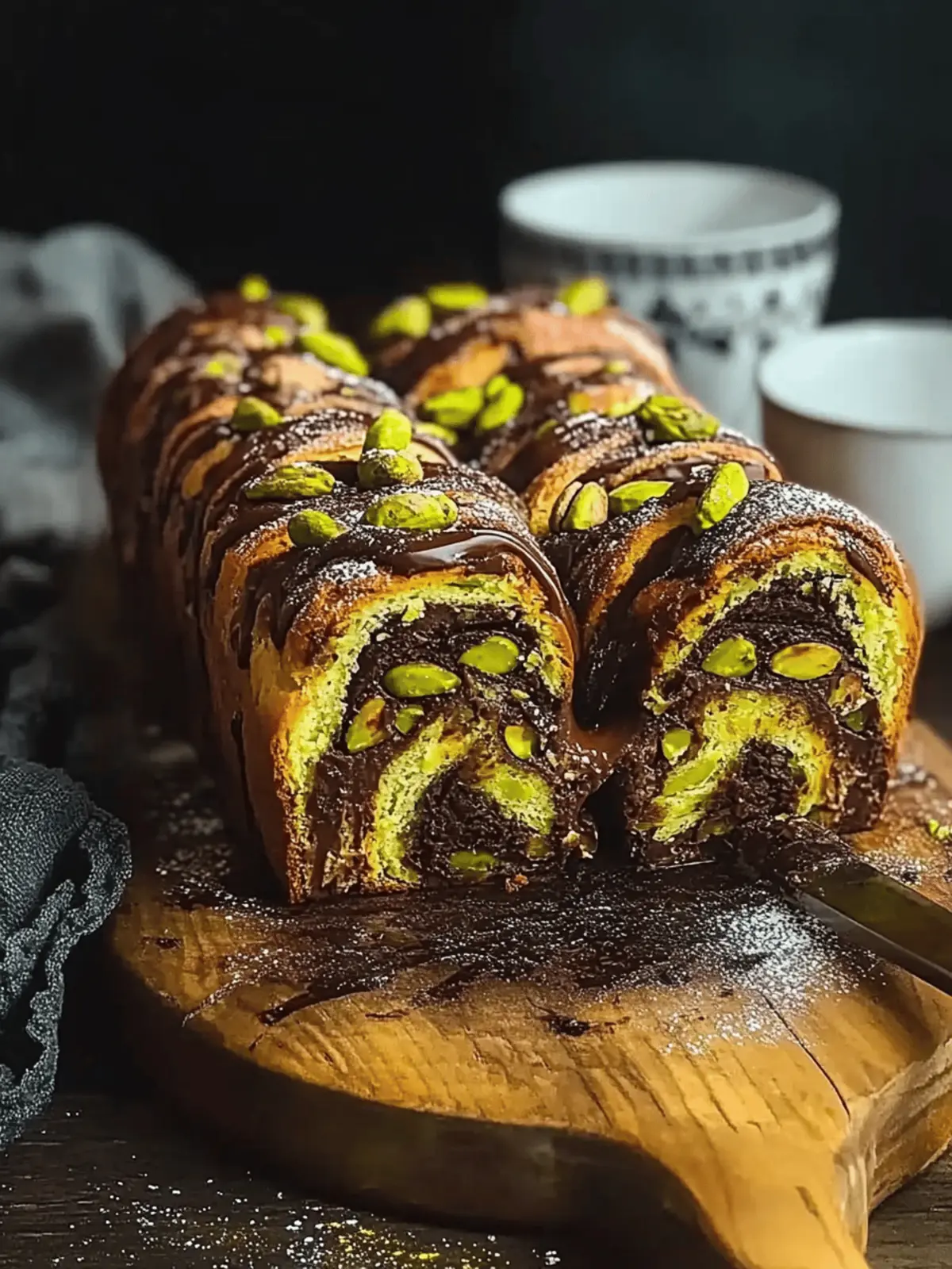 Pistachio Chocolate Babka Pull Apart