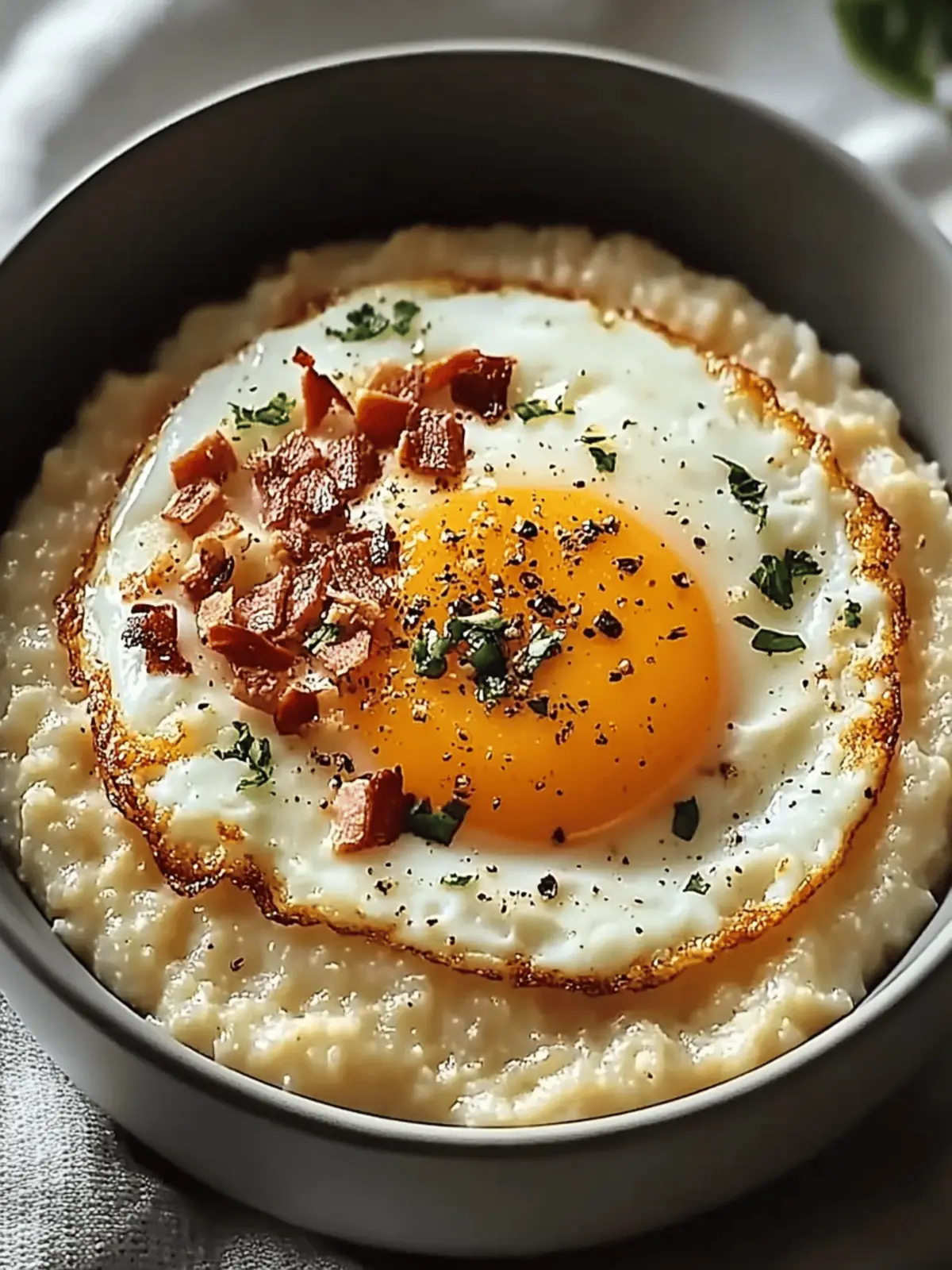 Cheesy Grits with Fried Egg