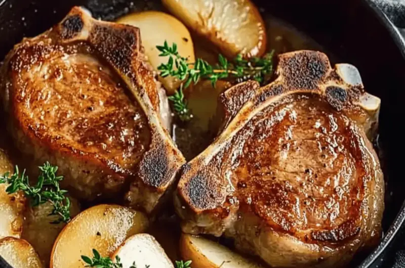 Easy Skillet Pork Chops with Apples and Onions