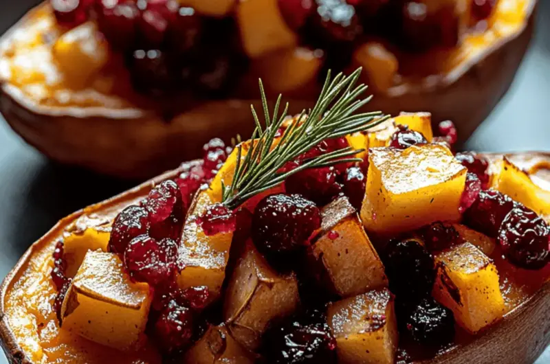 Cranberry Apple Twice-Baked Sweet Potatoes