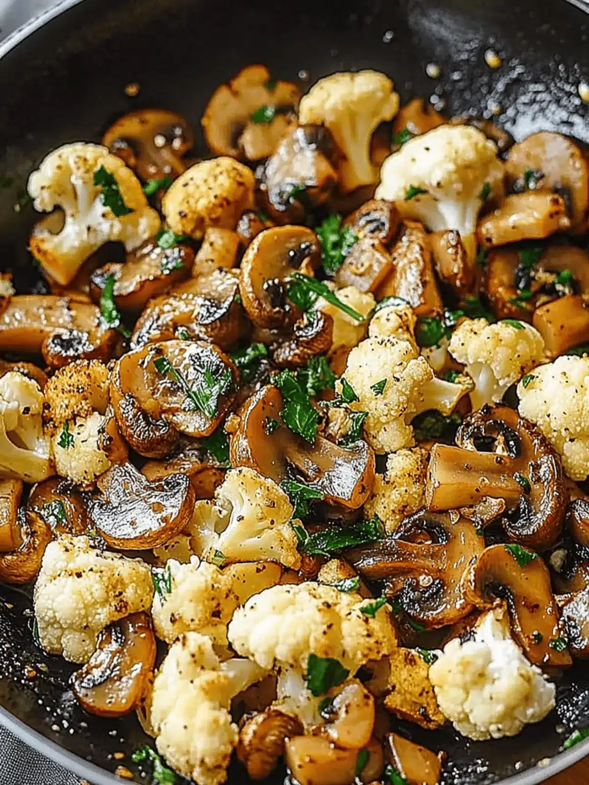 Garlic Mushrooms Cauliflower Skillet