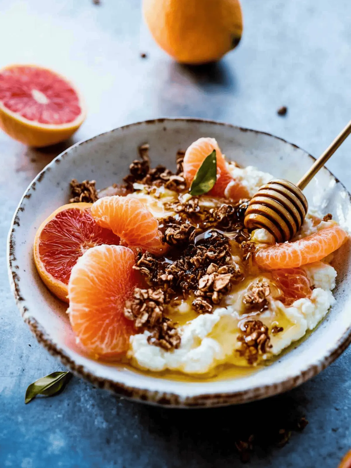 Winter Citrus Ricotta Breakfast Bowl with Honeycomb