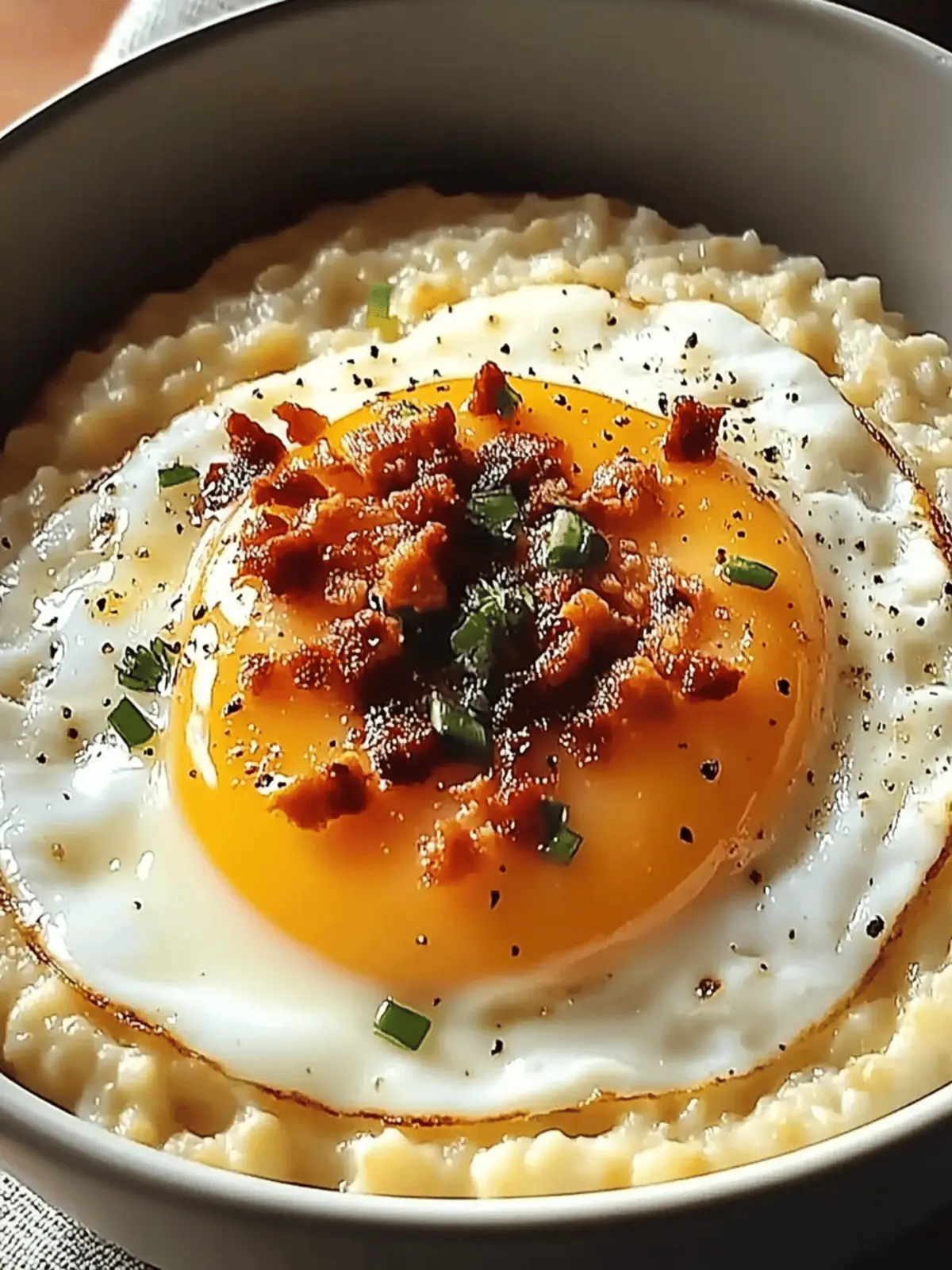Cheesy Grits with Fried Egg
