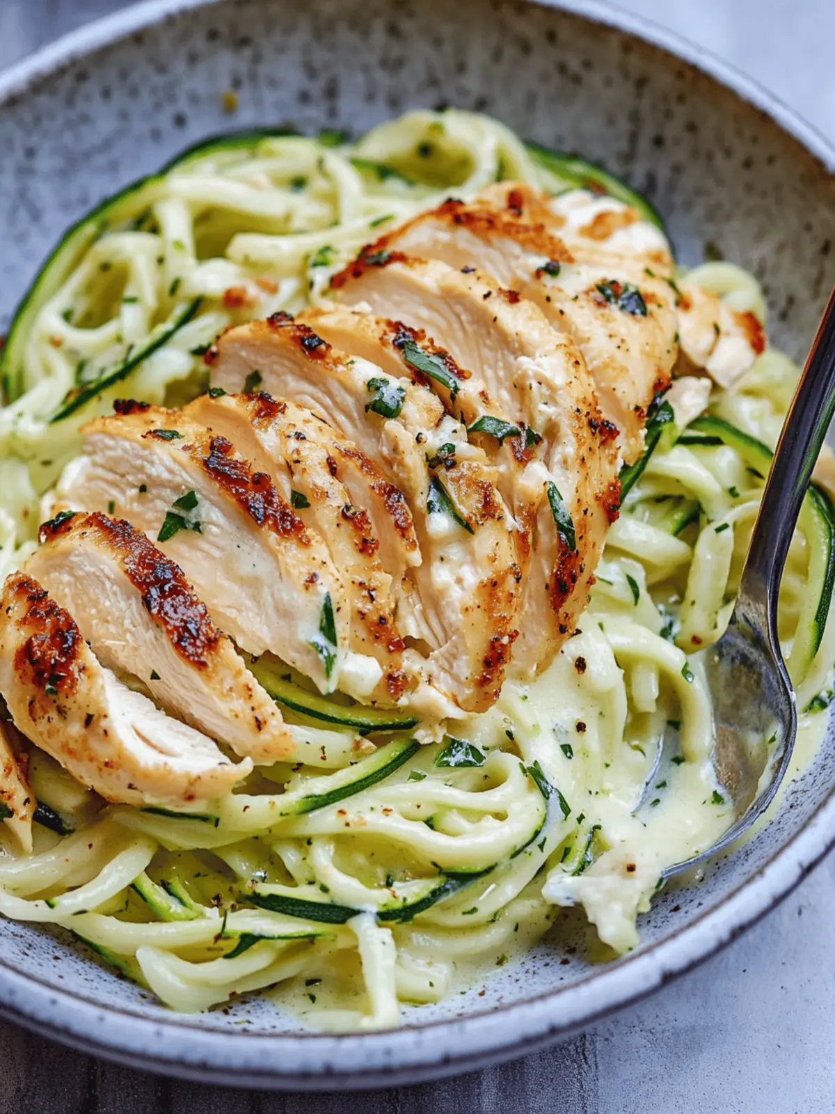Creamy Zucchini Noodle Chicken Alfredo