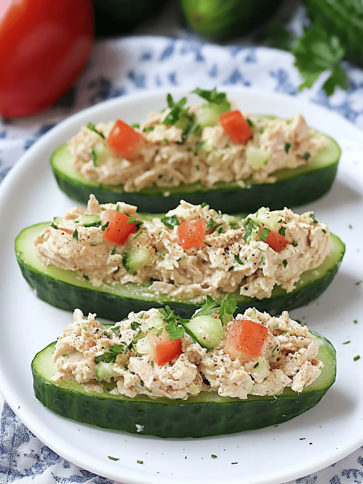 Quick & Easy Tuna Salad Cucumber Boats