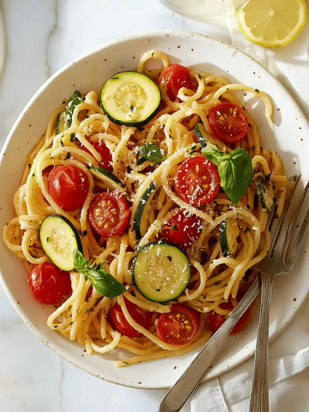 Summer Tomato and Zucchini Pasta