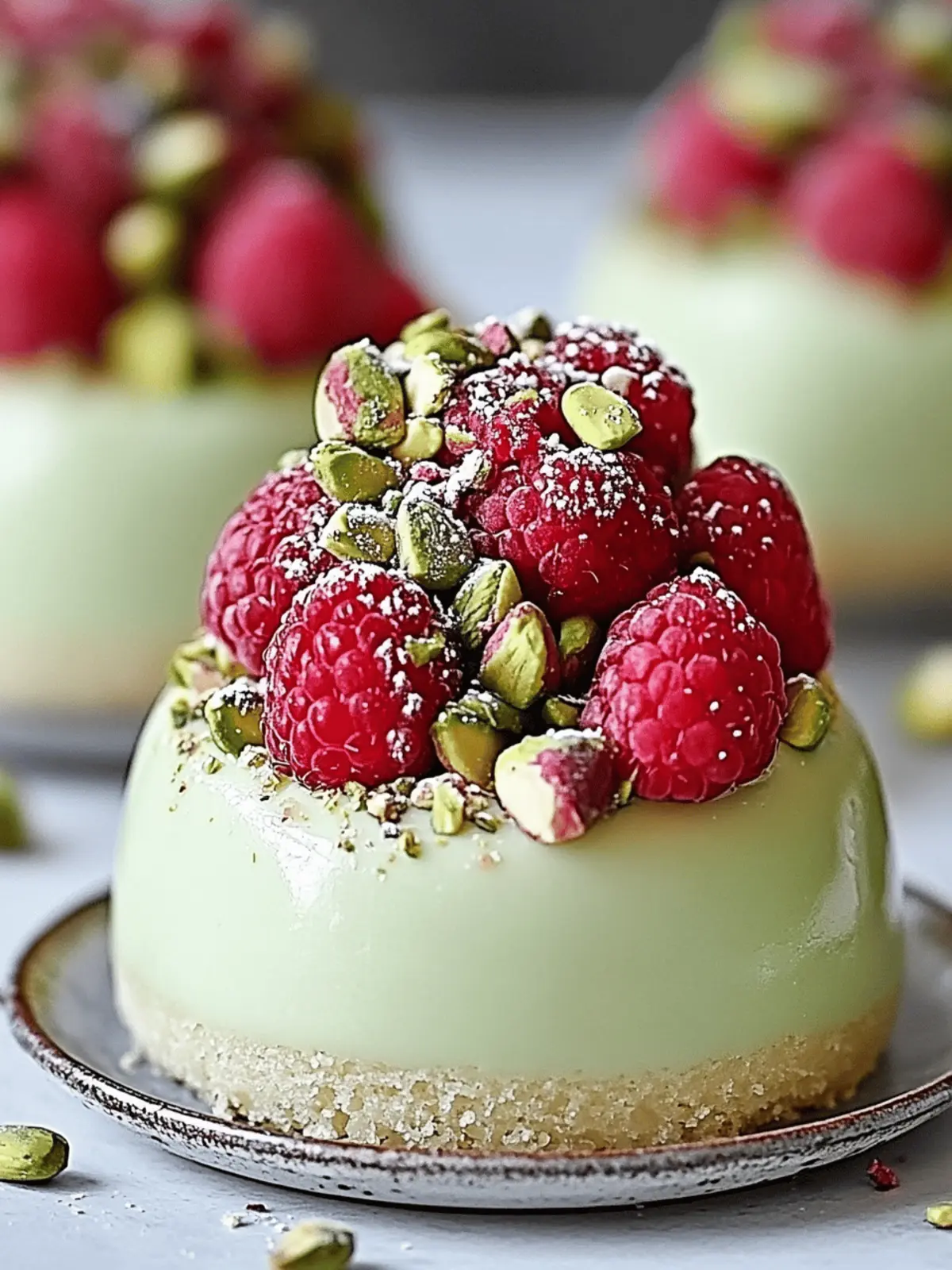 Pistachio & Raspberry Cheesecake Domes