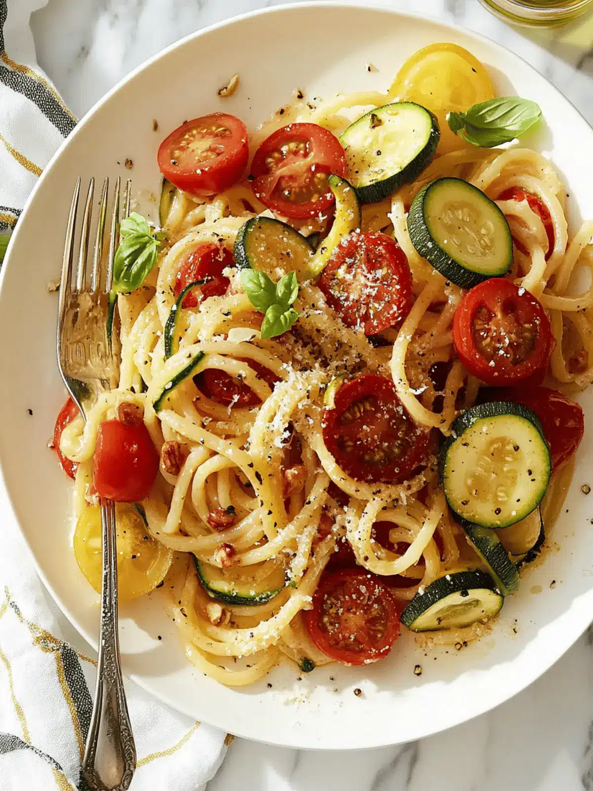 Summer Tomato and Zucchini Pasta