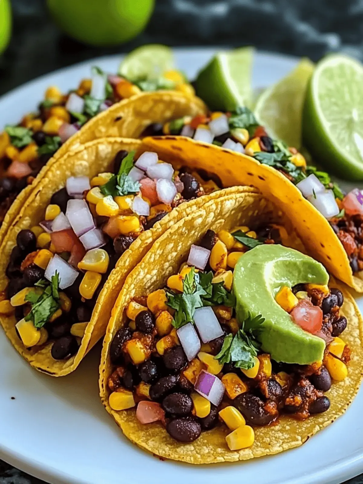 Black Bean Corn Vegetarian Tacos