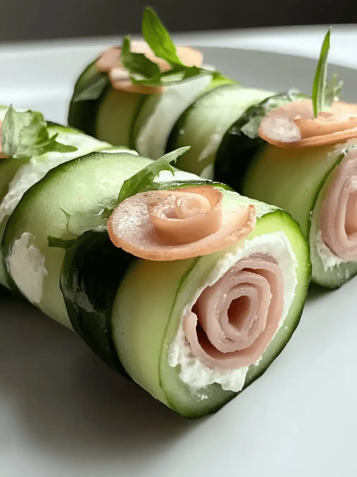 Ham & Cream Cheese Cucumber Rolls