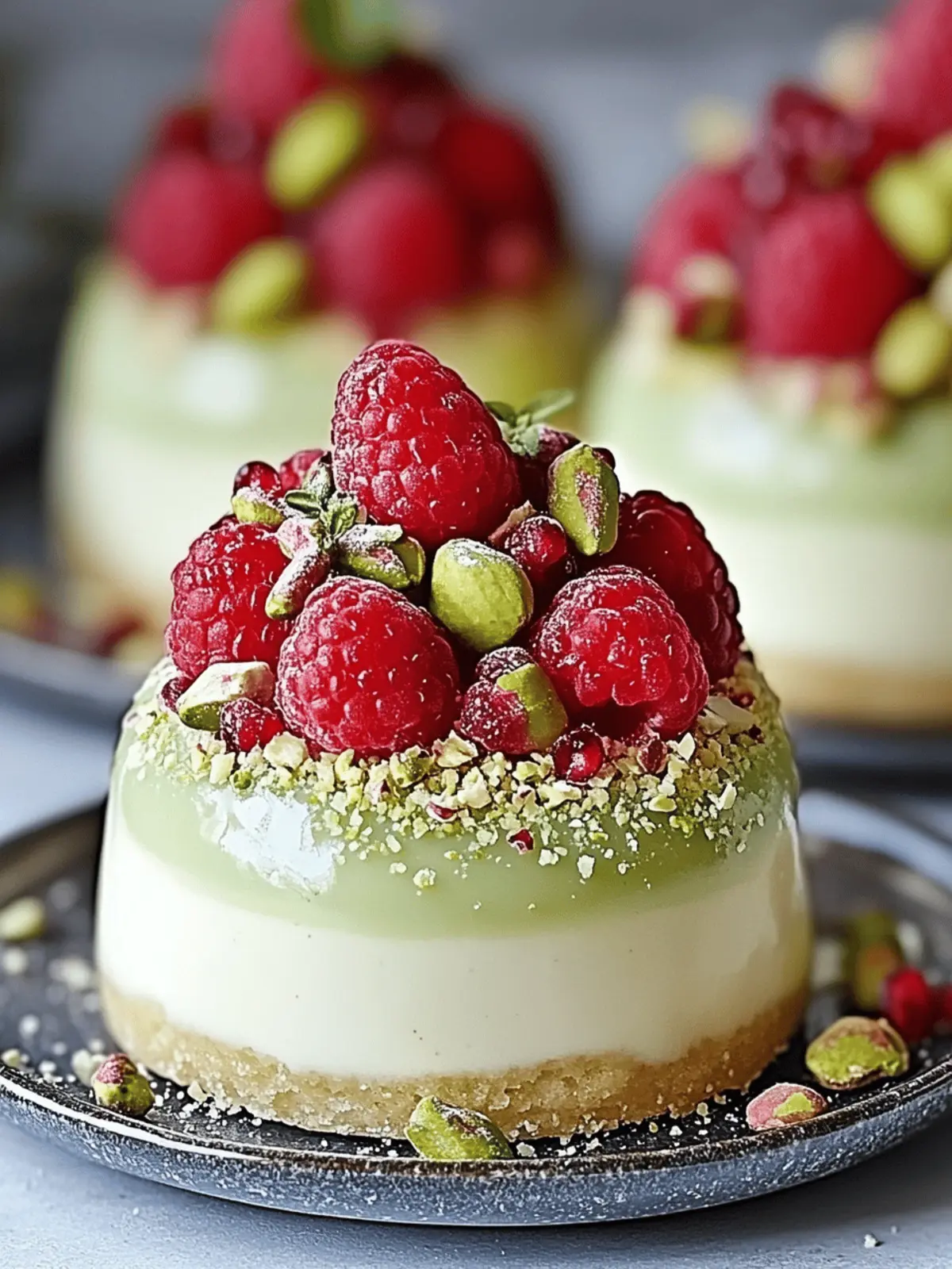 Pistachio & Raspberry Cheesecake Domes