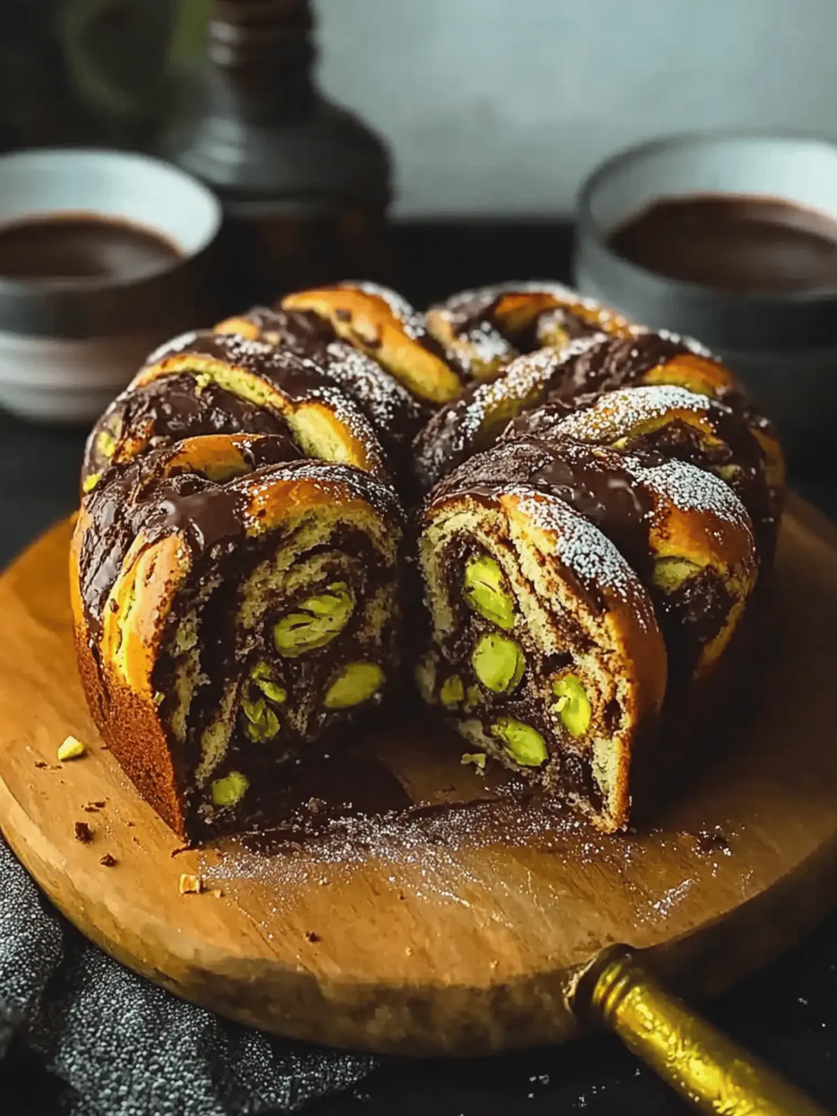 Pistachio Chocolate Babka Pull Apart