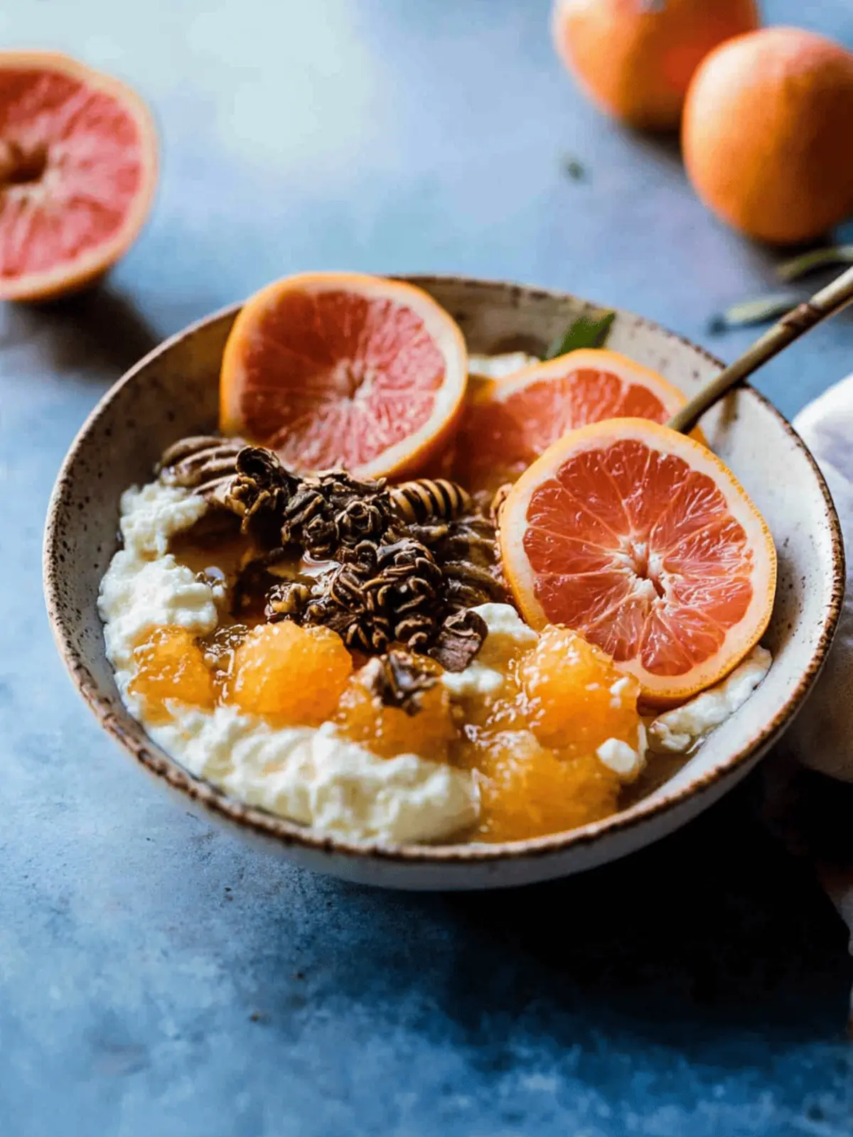 Winter Citrus Ricotta Breakfast Bowl with Honeycomb