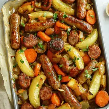 Sticky Sausage Tray Bake