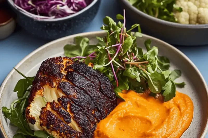 ANCHO CAULIFLOWER, CARROT PUREE, CORIANDER SALAD