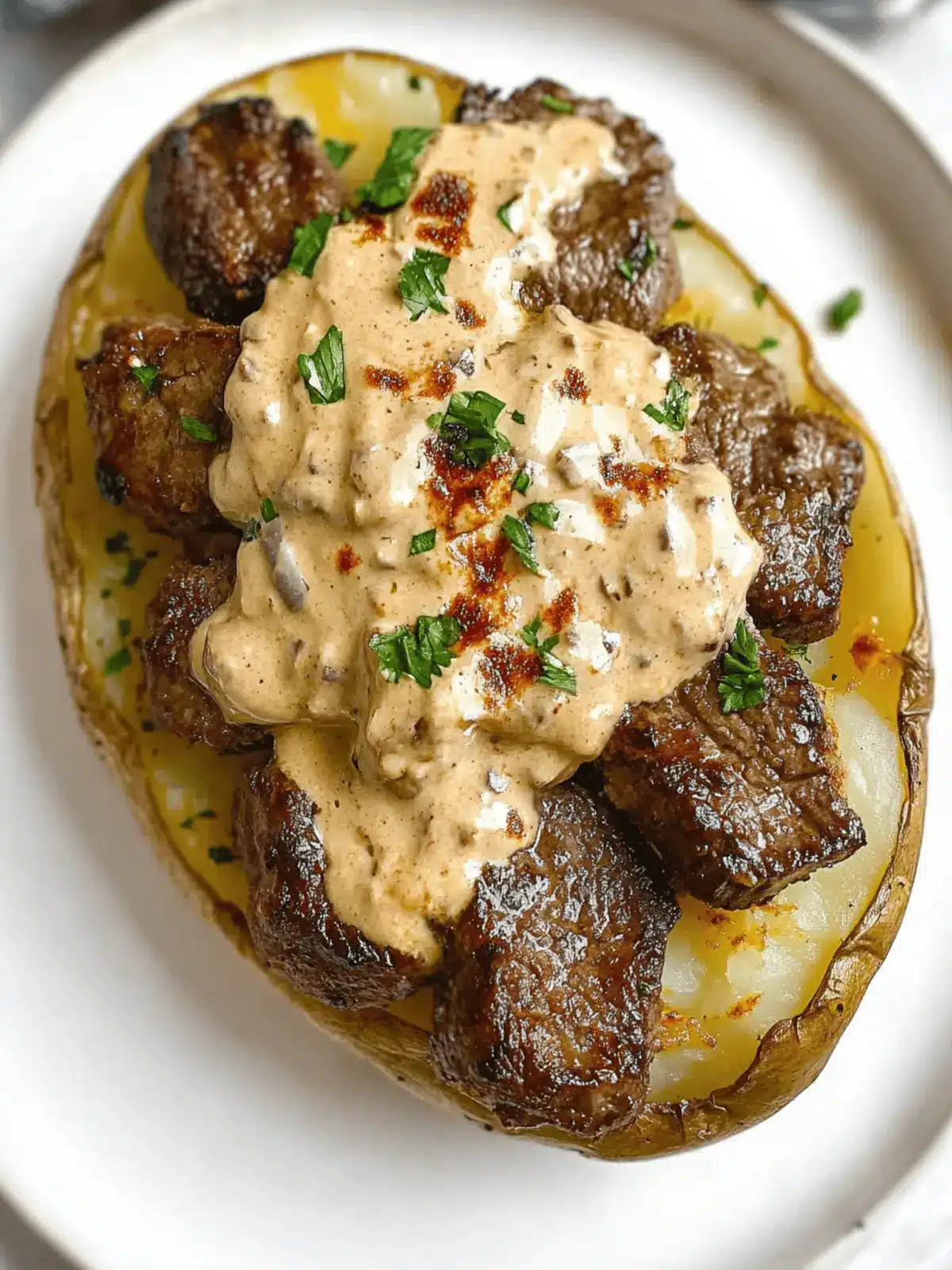 Loaded Baked Potato with Steak Bites