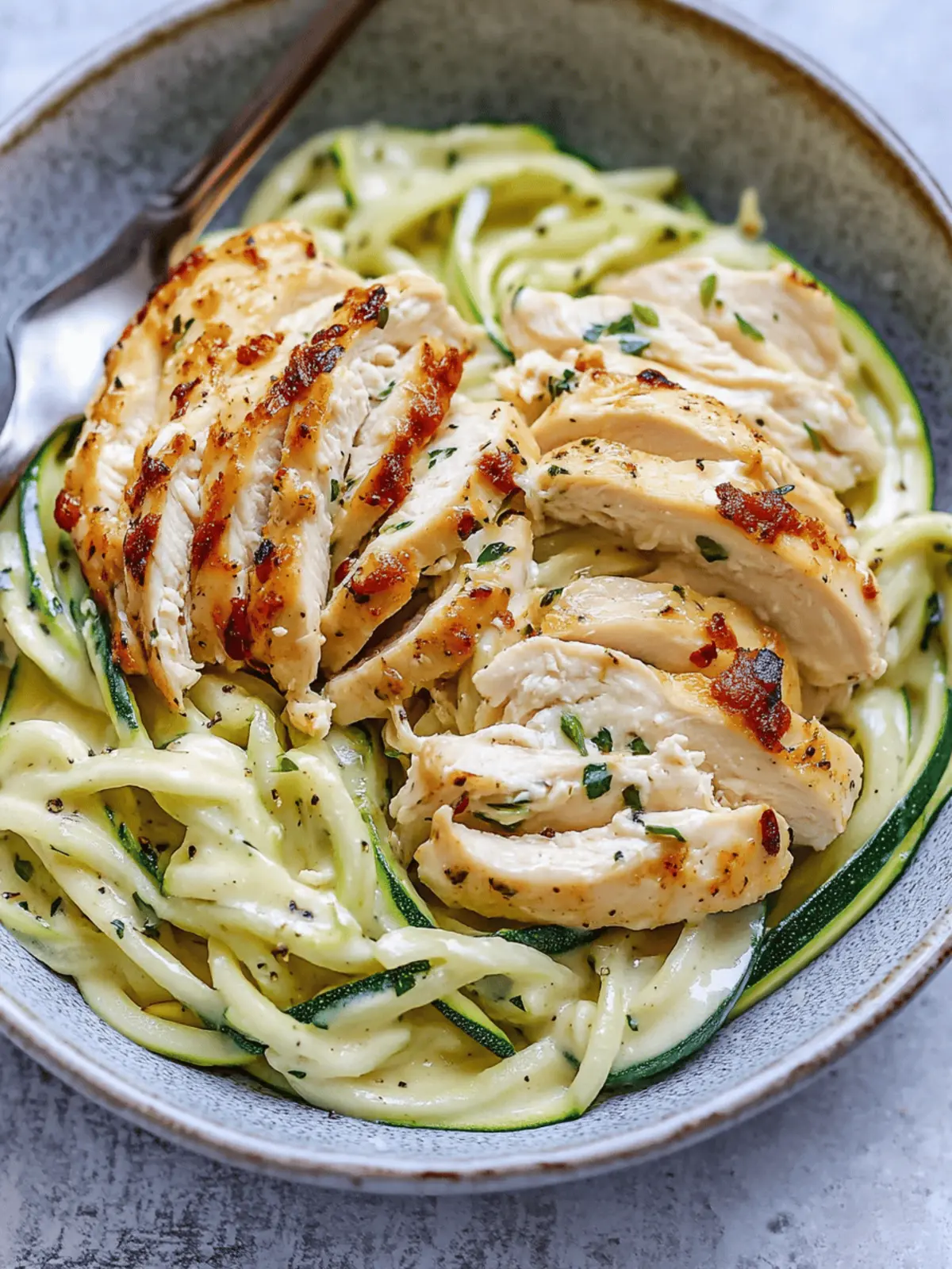 Creamy Zucchini Noodle Chicken Alfredo