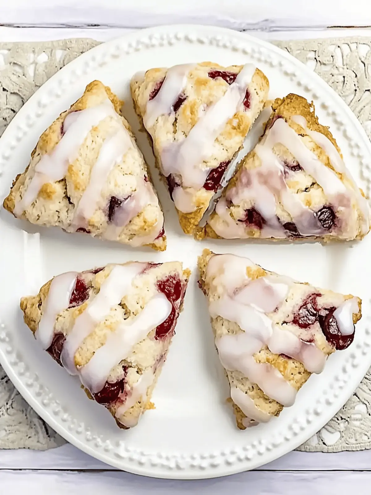 Tart Cherry Scones with Vanilla Glaze