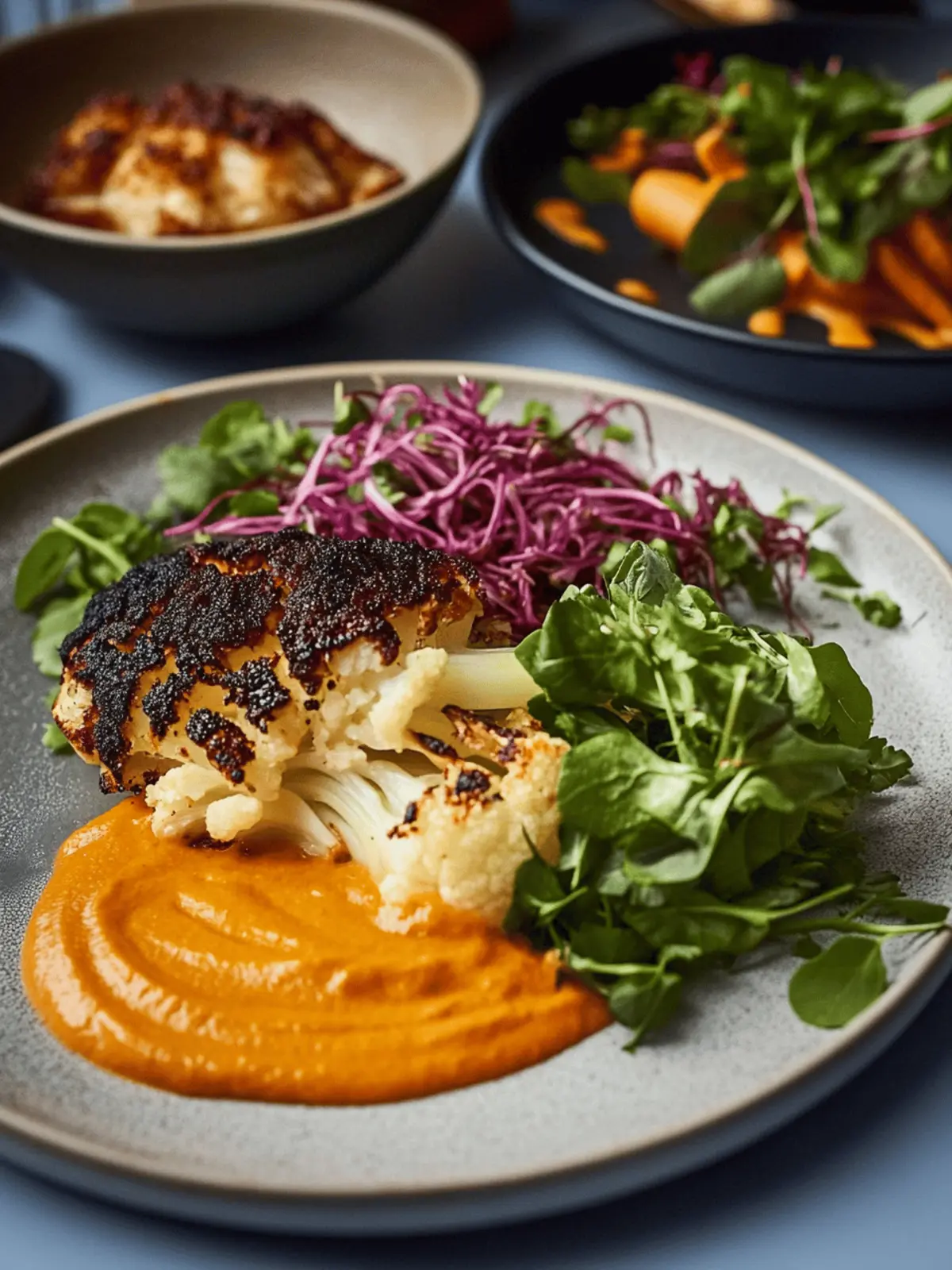 ANCHO CAULIFLOWER, CARROT PUREE, CORIANDER SALAD