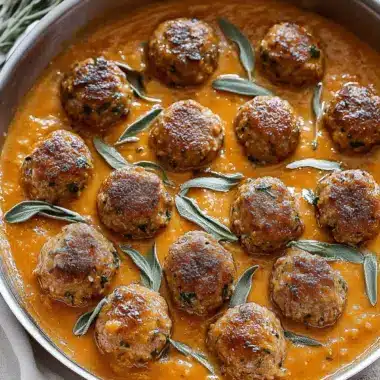 Turkey Meatballs in Pumpkin Sage Sauce