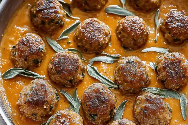 Turkey Meatballs in Pumpkin Sage Sauce